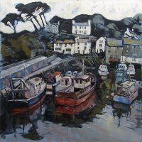 Susan Isaac - Harbour Wall and Chapel Hill, Polperro