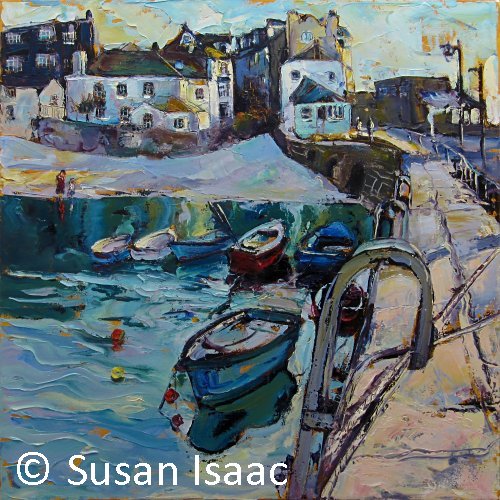 Susan Isaac - Evening Light on Smeaton's Pier, St Ives - Cornish painting