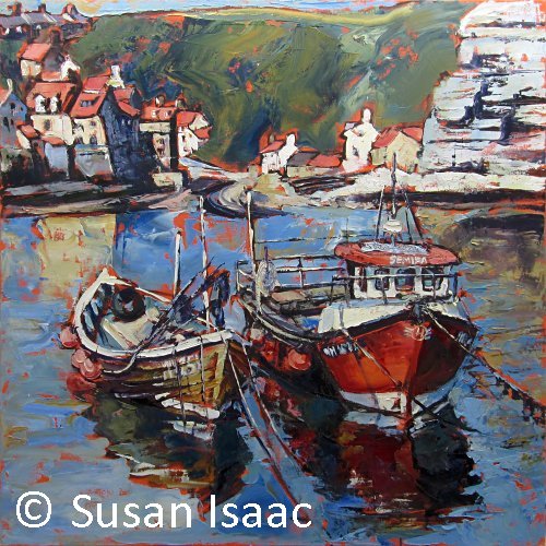 Susan Isaac - Staithes Harbour looking towards the Beck