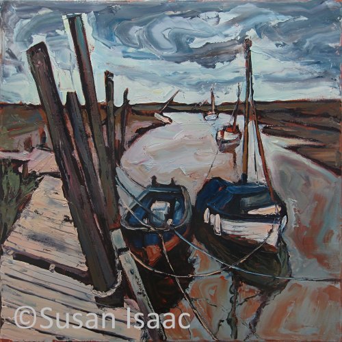 Susan Isaac - Moored Boats at Blakeney