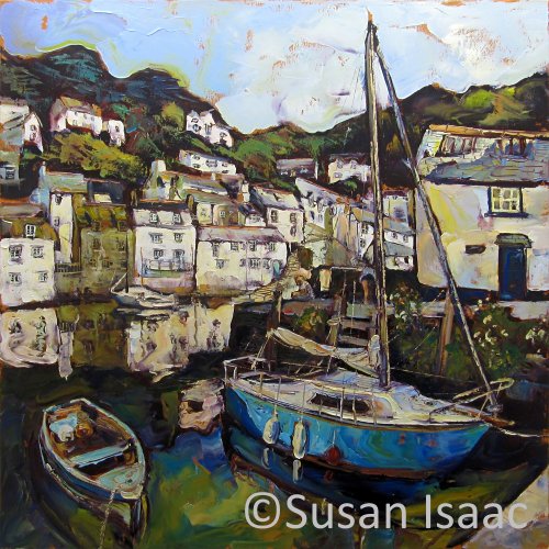 Susan Isaac - The Old Harbour Wall at Polperro - Cornish painting