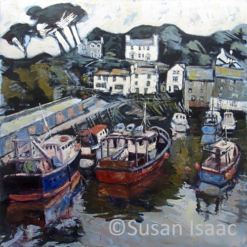 Susan Isaac - Harbour Wall and Chapel, Polperro