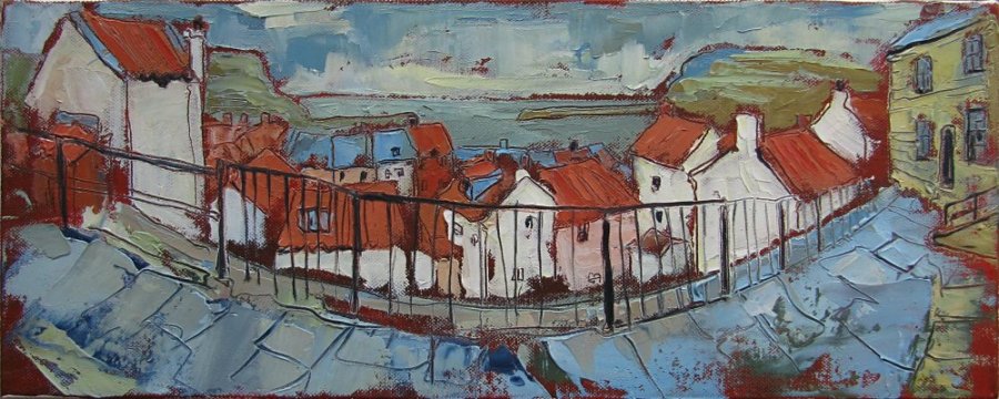 Susan Isaac - Staithes Rooftops from Mount Pleasant