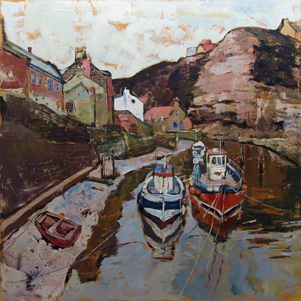 Susan Isaac - Staithes Beck and Cowbar Lane from the Footbridge (2013)