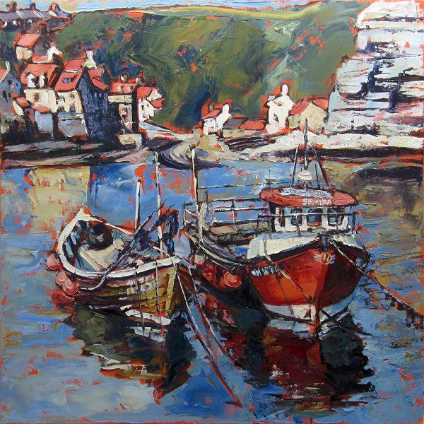 Susan Isaac - Staithes Harbour looking towards the Beck (2013)