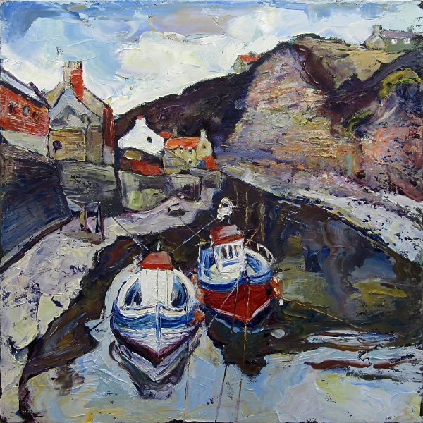Susan Isaac - Staithes Beck & Cowbar Lane from the Footbridge