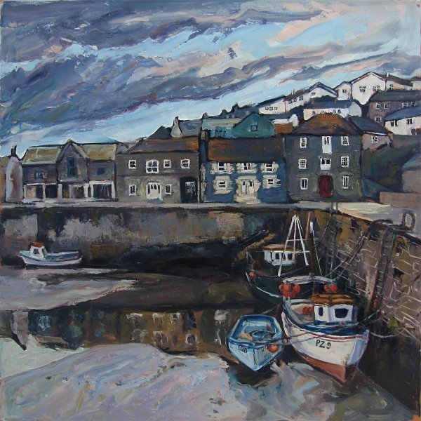 Susan Isaac - Low Tide across the Inner Harbour Porthleven
