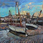 Susan Isaac - Boats at Low Tide St Ives
