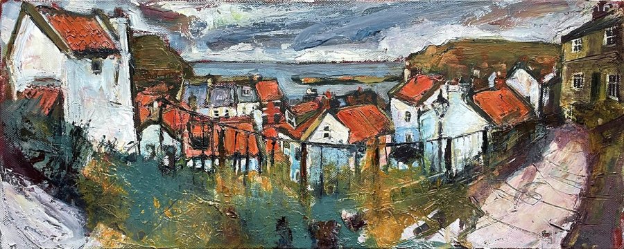 Susan Isaac - View over the Rooftops Staithes